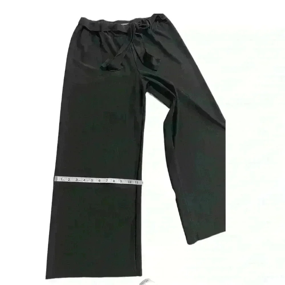 Ashley Blue Women's Black Tie Waist Pull On Wide Leg Pants Size L - Picture 5 of 8
